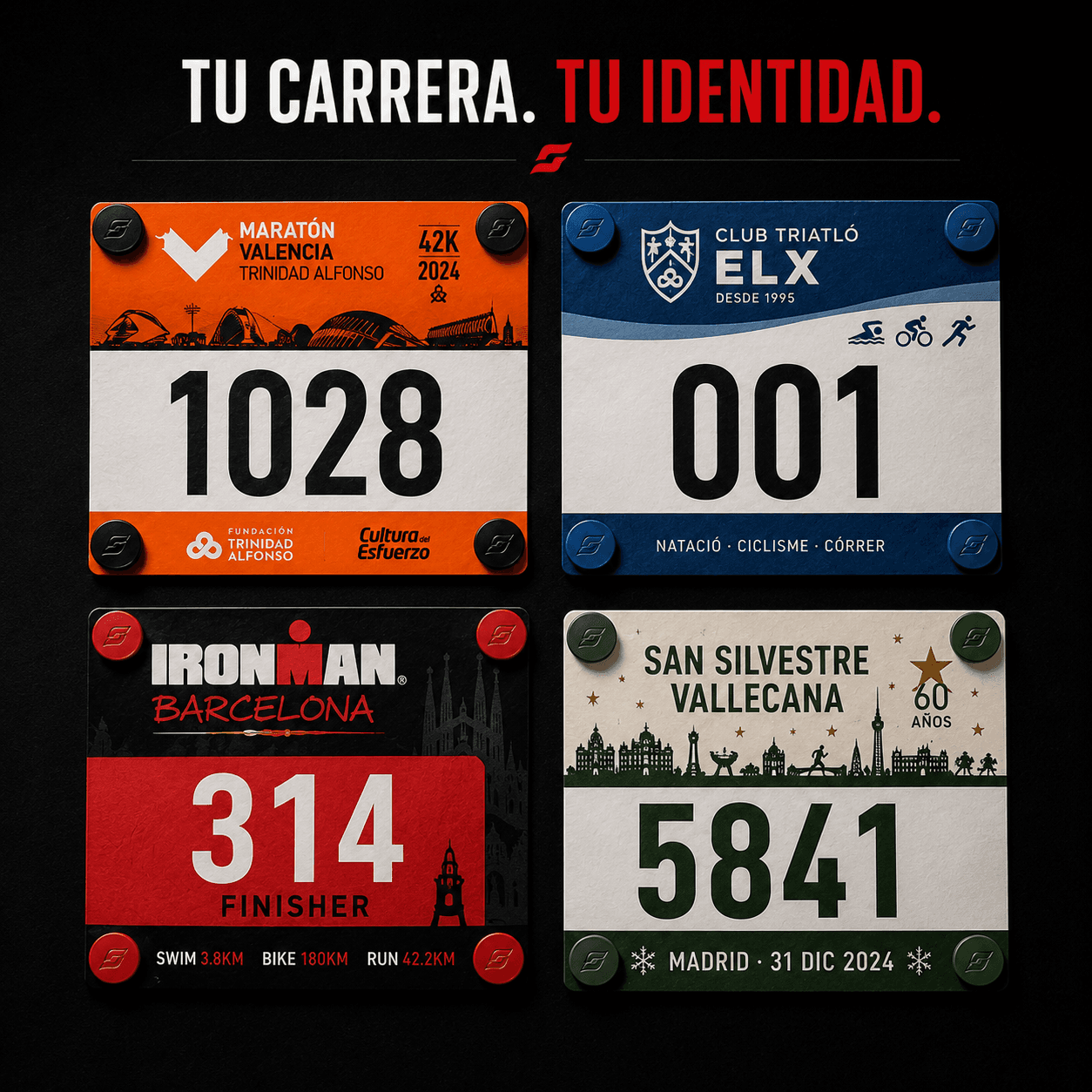 Dorsales personalizados con imanes BIBLOK para carrera, club y triatlón
