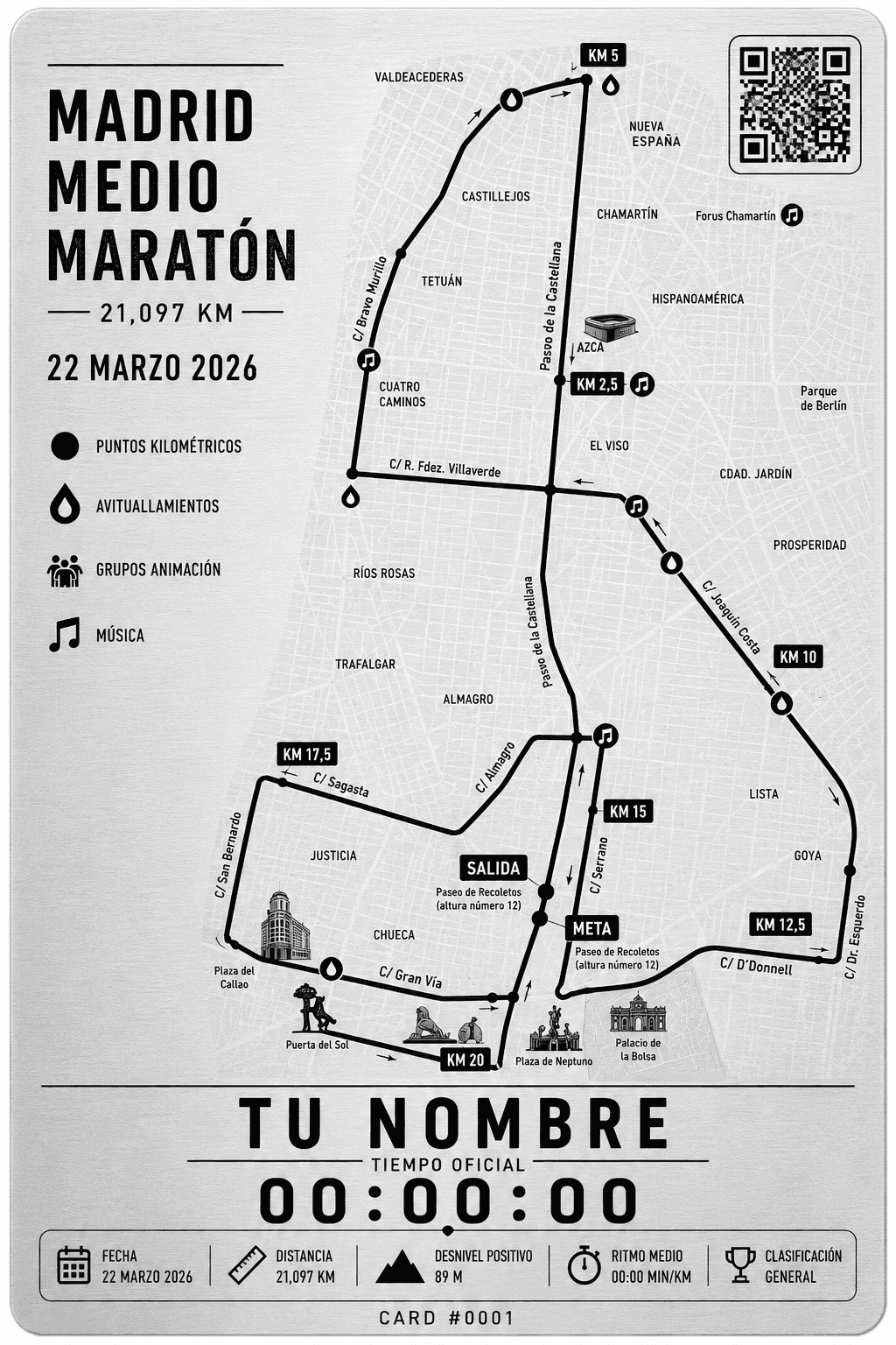 Diseño BIBLOK de circuito con mapa Madrid Medio Maratón