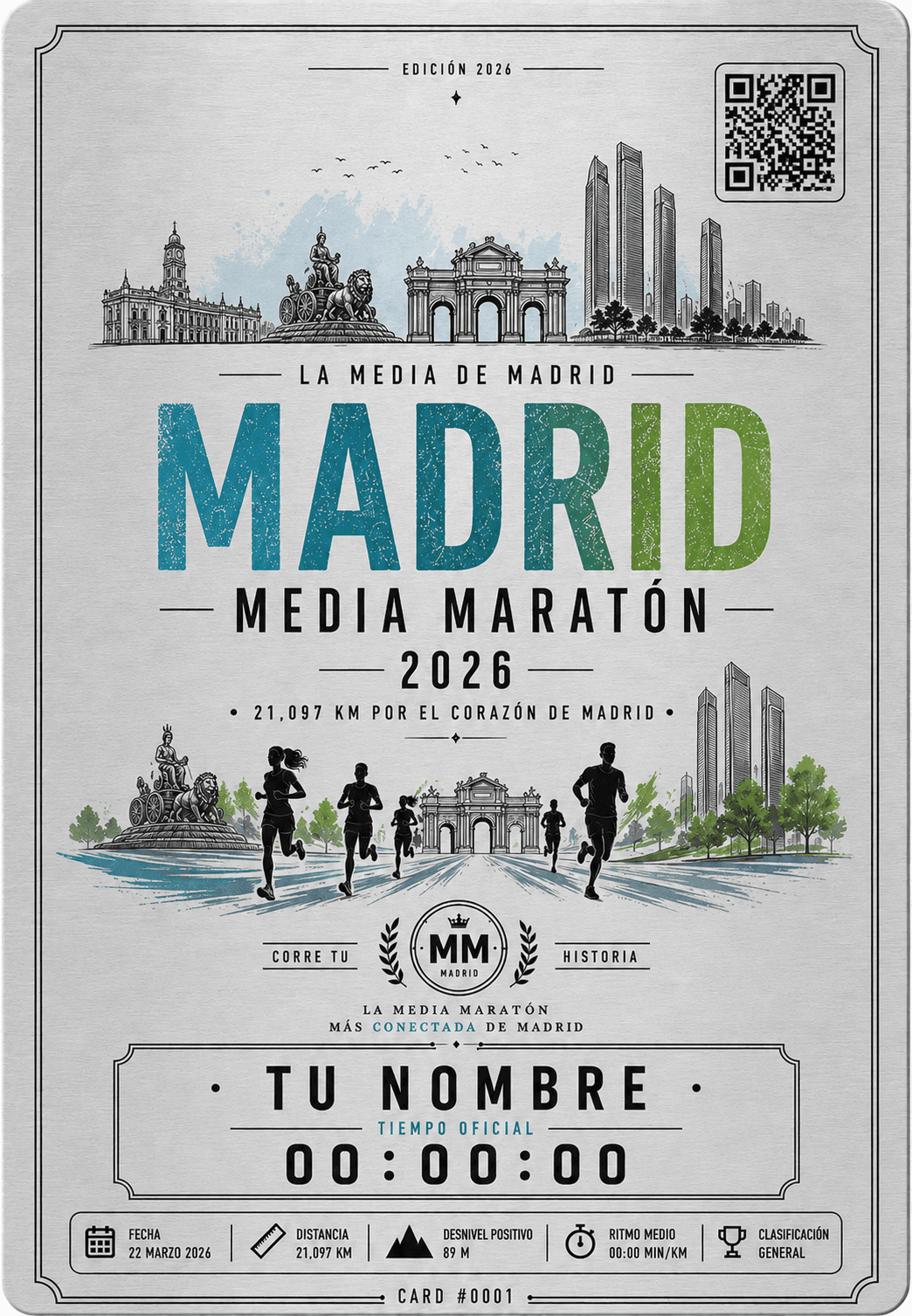 Diseño BIBLOK Madrid Media Maratón con skyline y corredores