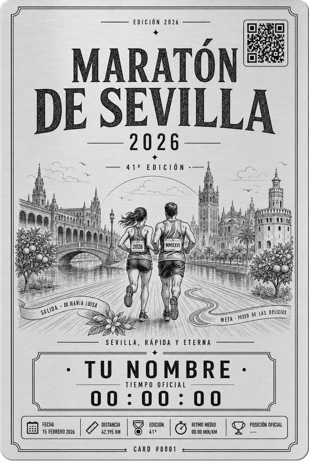 Race Card BIBLOK de Maratón de Sevilla sobre aluminio premium